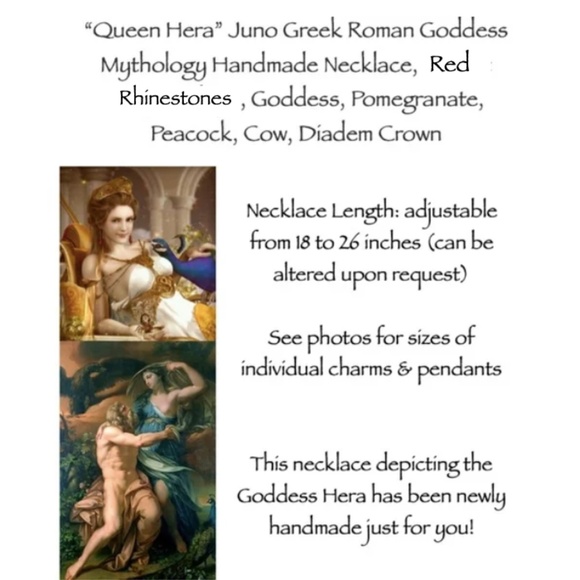 “Queen Hera" Juno Art Nouveau Goddess Greek Roman Mythology Handmade Necklace - Picture 15 of 16